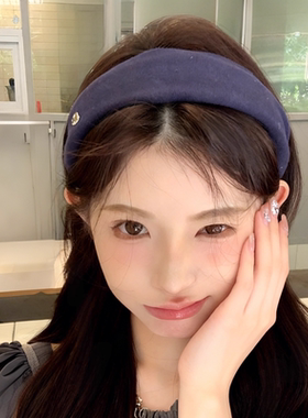 宽边爱心标发箍女新款复古纯色