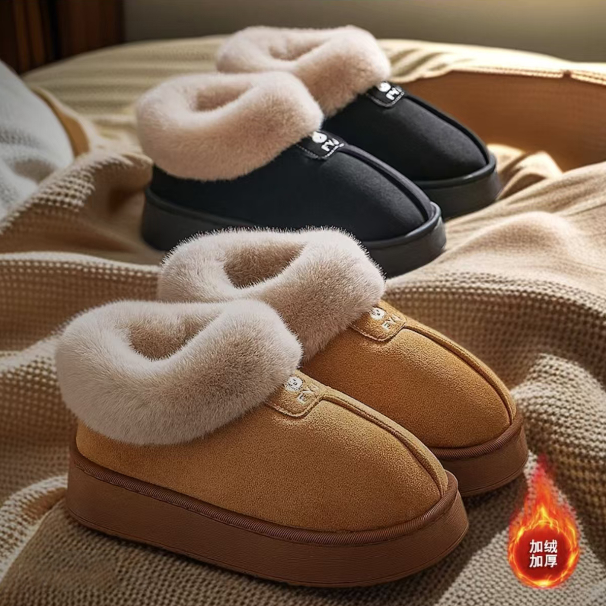 厚底加绒雪地靴女士冬季包跟保暖外穿防滑防风东北棉拖鞋多规格,淘宝优惠券,粉丝福利购,淘宝优惠卷