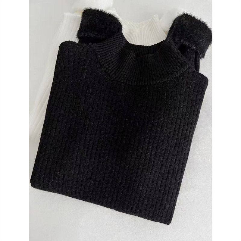 秋冬季大码内搭加厚绒半高领毛衣女新款加绒打底衫针织上衣遮肚,淘宝优惠券,粉丝福利购,淘宝优惠卷