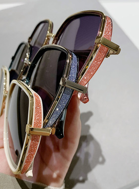 网红街拍偏光太阳镜女时尚潮流星光细闪遮阳眼镜户外出游墨镜8193