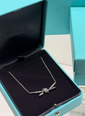 全新原单品质镶钻绳结项链女18K金交叉蝴蝶结锁骨链女谷爱凌同款