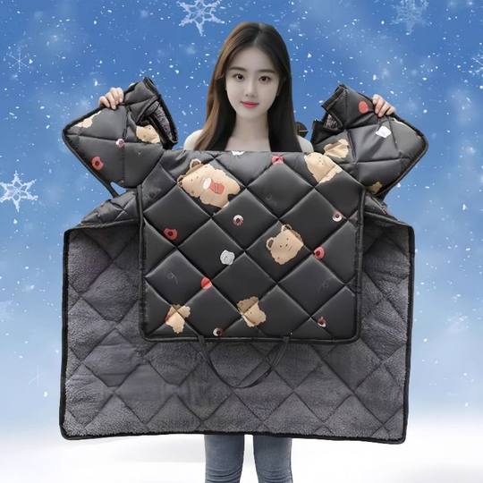 电动车挡风被冬季加绒加厚电瓶摩托车防水防风罩春秋四季通用冬款