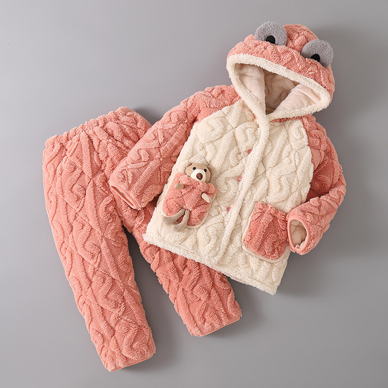 冬季儿童三层夹棉睡衣男童男孩加厚款珊瑚绒女童家居服法兰绒套装,淘宝优惠券,粉丝福利购,淘宝优惠卷