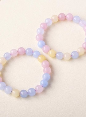 天然摩根石手链清新冰淇淋手串散珠糖果粉海蓝宝水晶女珠子