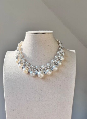 Baroque Memories -巴洛克回忆法式闪钻多层珍珠项链宴会锁骨链