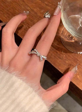 韩系ins~蝴蝶结开口戒高级感戒指食指戒指环2025新款精致可调节