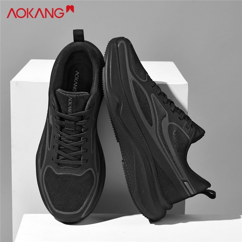 奥康男鞋2025新款春秋季男士休闲运动鞋透气网面厚底增高跑步鞋子 - 图2