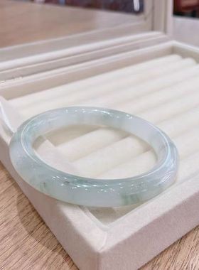 爆款仿天山翠手镯女款细条玉镯冰透飘花款小众细圆条镯子