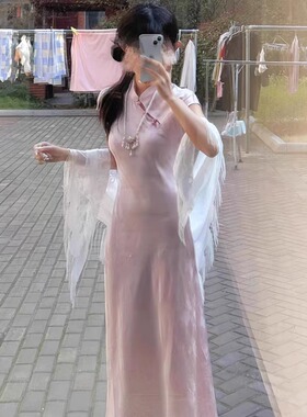 新中式中国风高级感蕾丝旗袍披肩防晒衣外搭女薄流苏开衫外套
