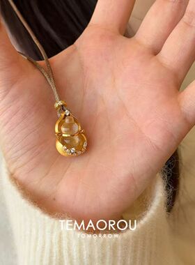 2025新中式独特设计感双葫芦项链女小众设计秋冬编绳毛衣链