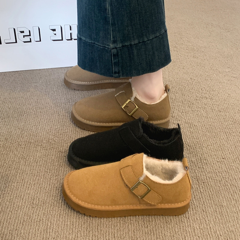 平底加绒保暖全包勃肯鞋毛毛棉鞋女2025新款冬季雪地靴乐福豆豆鞋,淘宝优惠券,粉丝福利购,淘宝优惠卷