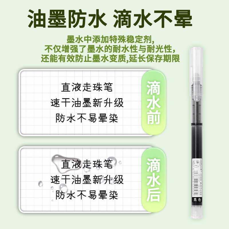 大容量速干直液式走珠笔学生刷题专用0.5mm全针管中性笔简约黑红蓝色水笔办公签字黑笔顺滑高颜值笔