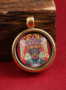 西藏随身小唐卡扎基拉姆财神吊坠