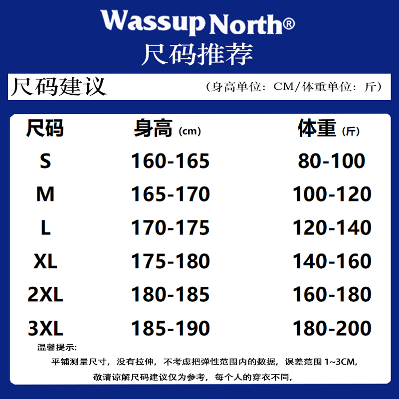 WASSUP NORTH2024潮牌男女同款纯棉重磅短袖T恤春秋打底宽松体恤 - 图2