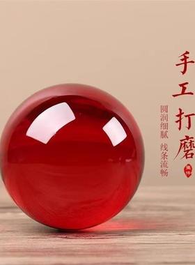 鸿运当头红色水晶球招财摆件家居开业转运客厅办公室乔迁