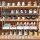 Shoe cabinet layered partition under hangable retractable cabinet storage artifact space-saving suspension shoe bracket double-layer