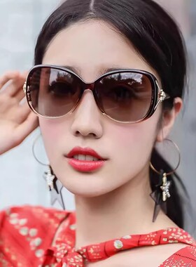 防强光太阳镜女2025新款潮防紫外线偏光墨镜时尚高档圆脸大脸显瘦