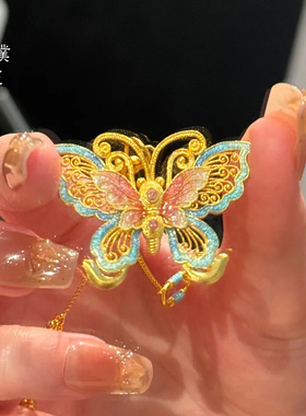 金店同款沙金脉脉花蝶吊坠diy配项链甜美时尚气质百搭送女友礼物