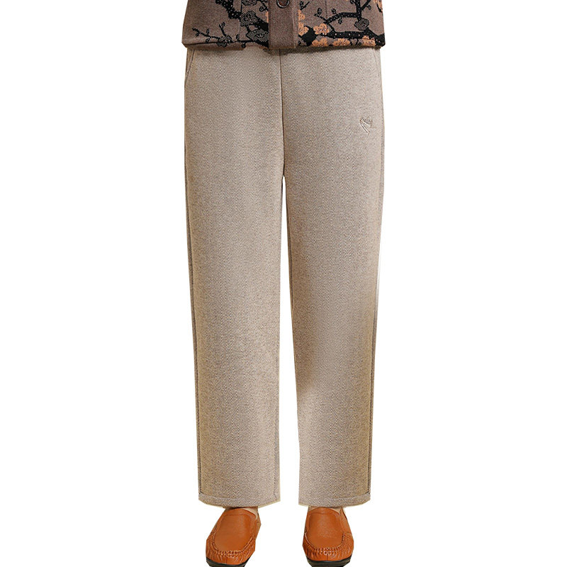 妈妈秋冬装女裤新款加绒加厚毛呢裤子中老年人高腰直筒裤保暖长裤,淘宝优惠券,粉丝福利购,淘宝优惠卷