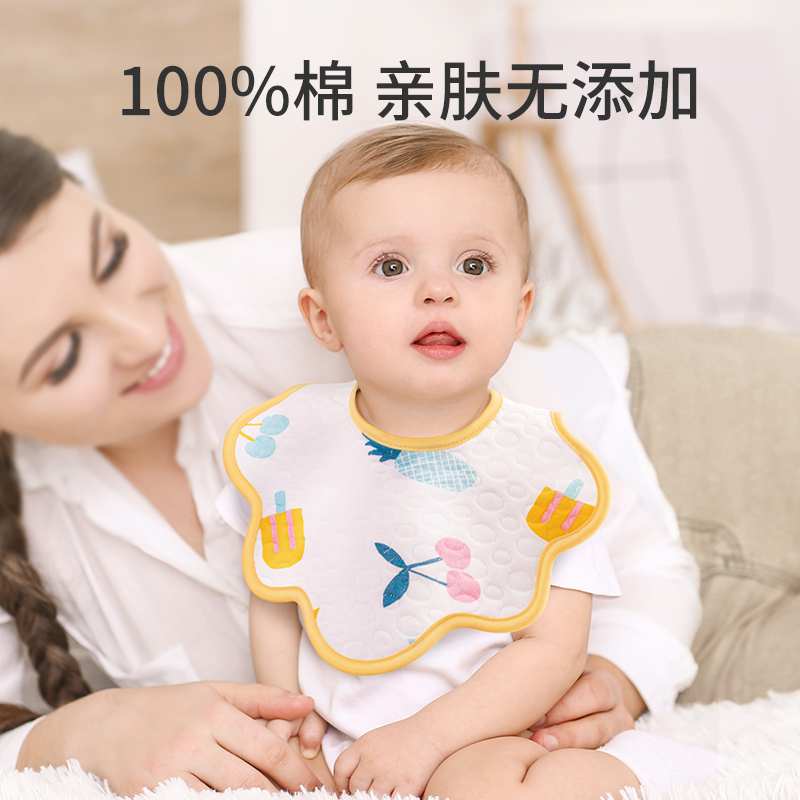儿童纯棉围嘴新生儿宝宝专用吐奶垫巾围兜初生婴儿防水纱布口水巾-图0