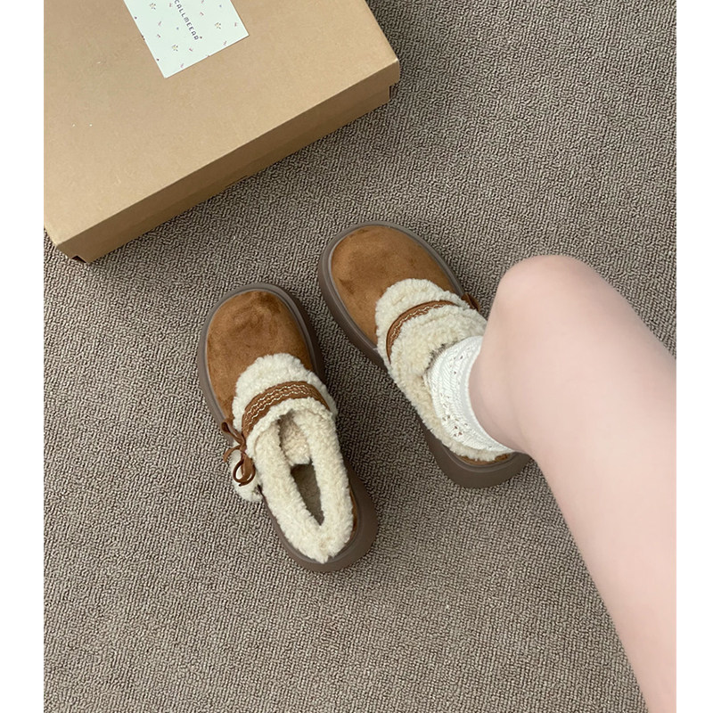 加绒加厚厚底雪地棉鞋女冬2025新款外穿保暖增高毛毛勃肯鞋子高跟,淘宝优惠券,粉丝福利购,淘宝优惠卷