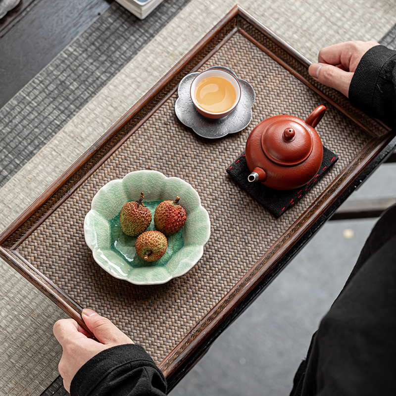 围炉煮冰茶零食糕点盘陶瓷高脚盘茶点盘下午茶点心盘壶承高颜值 - 图2