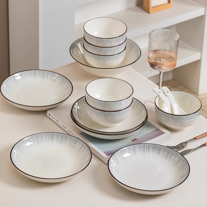 陶瓷碗家用2025新款高颜值饭碗餐具套装釉下彩碗碟套装小碗筷碗具,淘宝优惠券,粉丝福利购,淘宝优惠卷