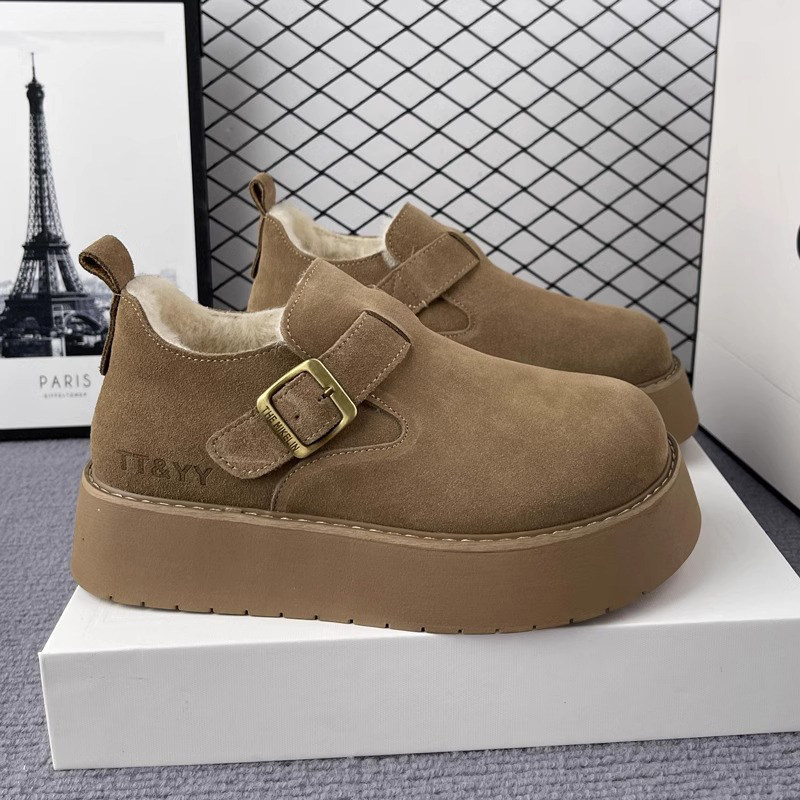 厚底全包勃肯鞋女鞋子加绒保暖雪地靴2025新款冬季复古乐福鞋棉鞋,淘宝优惠券,粉丝福利购,淘宝优惠卷