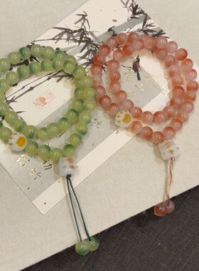 可爱猫爪菩提双圈手串学生绕指柔文玩手链甜美高颜值情侣闺蜜礼物