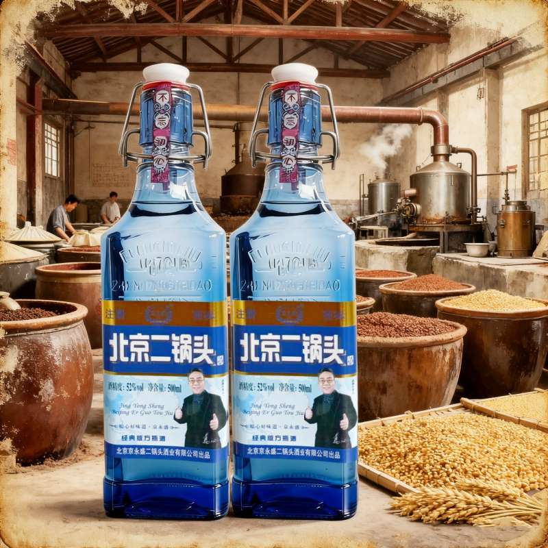 纯粮酒52度北京二锅头浓香型蓝方瓶500ml*2瓶纯粮食酒口粮酒好喝 - 图3