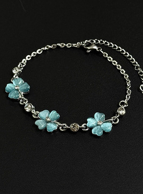 「幸运萌芽」韩系小清新绿色叶子花朵手链时尚高颜值简约气质手链