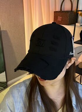 春夏季硬顶韩版简约百搭鸭舌帽加大加深显脸小字母刺绣棒球帽子女