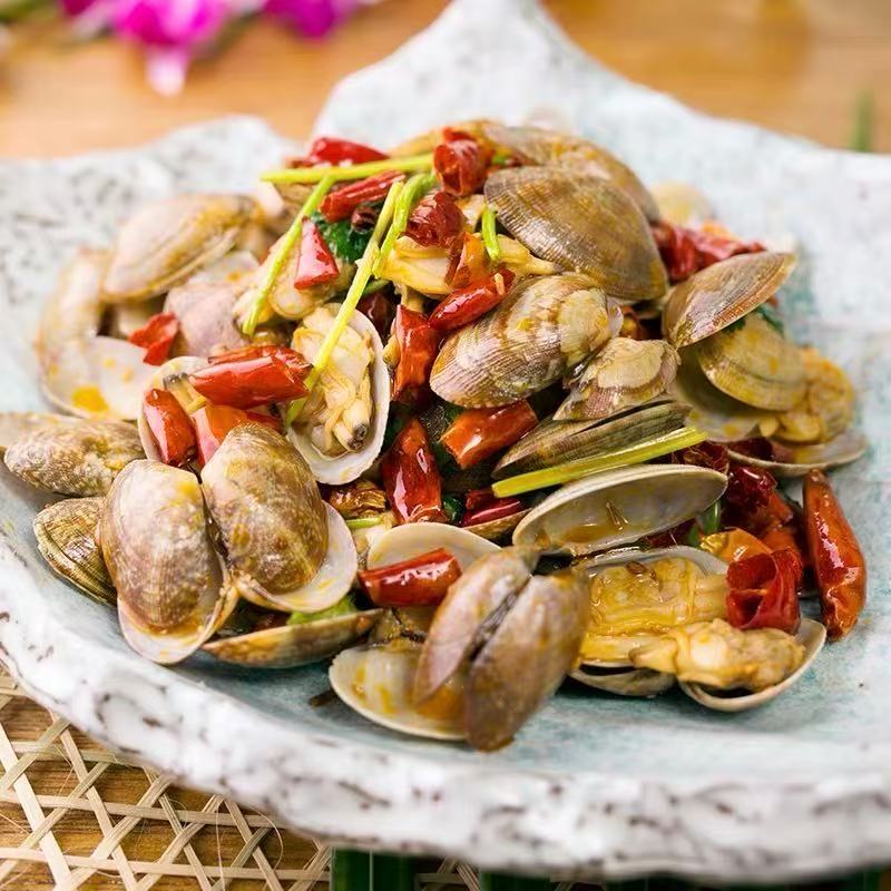 Seafood fresh sand scallops fresh flower clams variegated clams wild shellfish scallops wholesale tinfoil