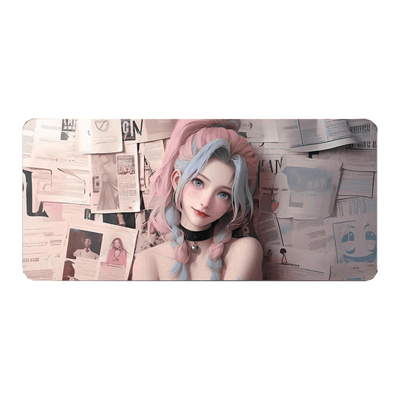 金克丝鼠标垫超大号英雄联盟电脑键盘垫电竞桌垫美女防滑办公游戏