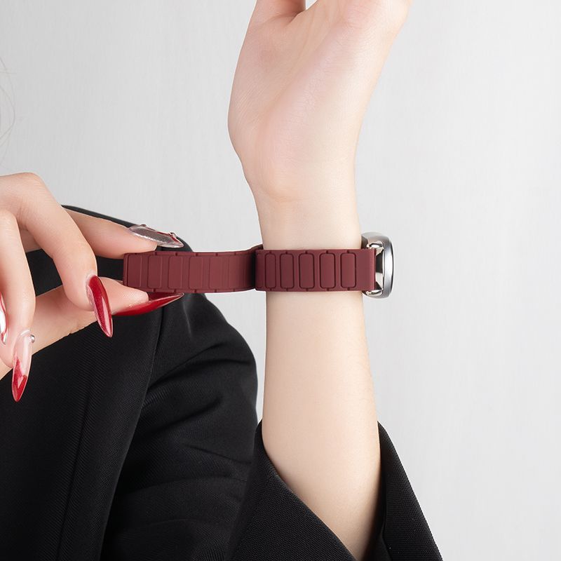 适用小米手环10/NFC表带新款9/8/7/6/5/4/3反扣磁吸硅胶腕带十九八七六代NFC通用高级运动透气智能腕带9夏天 - 图1