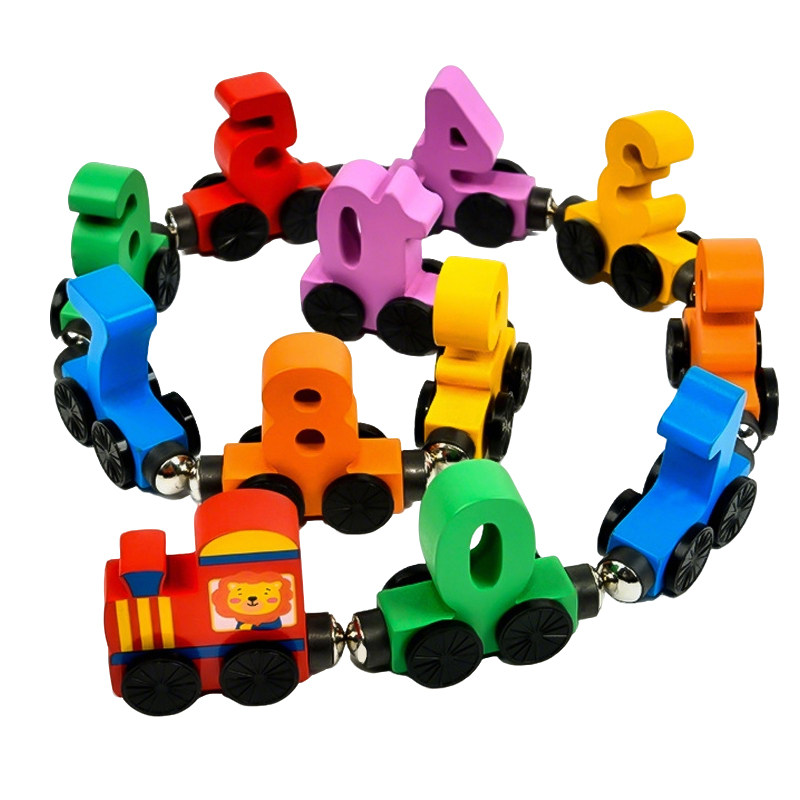 木制儿童磁性数字小火车积木拼装车宝宝启蒙早教数字认知益智玩具,淘宝优惠券,粉丝福利购,淘宝优惠卷