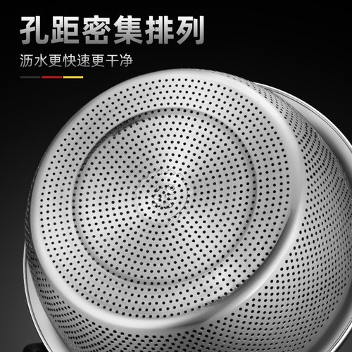 家用沥水漏盆316不锈钢洗菜盆沥水篮洗米筛淘米盆厨房神器水果篮 - 图0