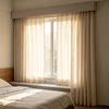 Modern simple light luxury door curtain polyester cotton solid color simple ins style home fabric living room bedroom semi-blackout curtain