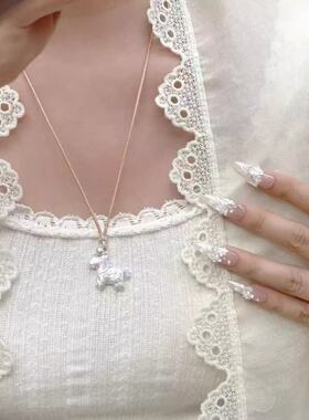 珐琅小马项链女2026新款爆款马年本命年秋冬百搭长款毛衣链饰品女