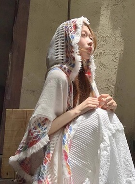 白色连帽披肩女外搭|142人收藏