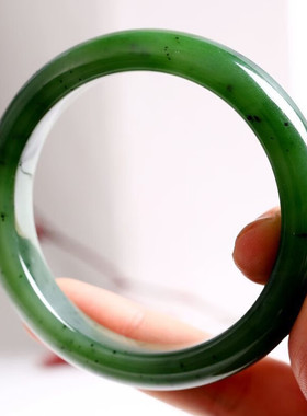 正品新疆和田碧玉手镯俄料老坑镯子真玉石镯送妈妈女友礼物多规格