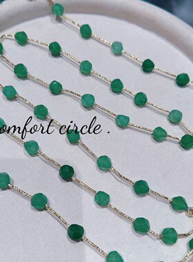 随型长款项链毛衣链轻奢时尚满天星闪闪绿色叠戴多层百搭时尚女