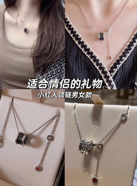 小蛮腰弹簧项链女男女情侣黑陶瓷慈善款网红锁骨链