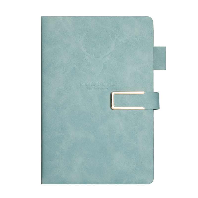 笔记本子a5高档皮面本鹿头本大学生商务办公笔记本软皮记事本简约工作会议记录本日记本软皮面本子封面内页
