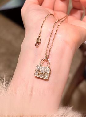 康康包项链女纯银高品质H字母新款锁骨链满钻高级感轻奢小众礼物