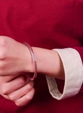 天然朱砂流沙手镯透明软管颗粒手链磁吸扣女生本命年平安顺遂饰品