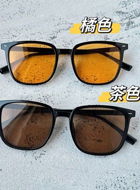 茶色墨镜潮黑框近视防晒