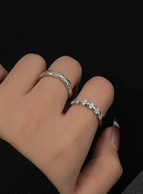 S925纯银为爱加冕情侣戒指一对轻奢小众设计感开口对戒男女款批发