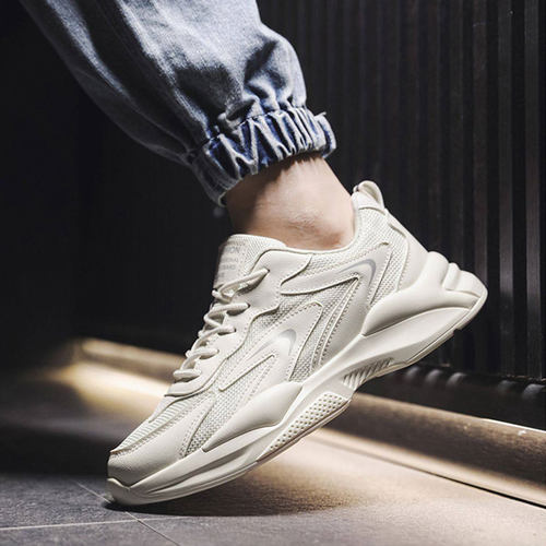 春季男鞋2026透气运动白鞋网面休闲板鞋老爹网鞋潮鞋黑色白色低帮 - 图3