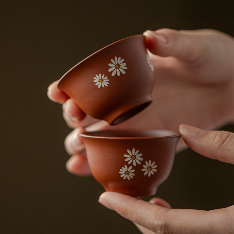 中式半手工朱泥紫砂壶茶杯功夫茶具套装创意小雏菊高档礼盒伴手礼,淘宝优惠券,粉丝福利购,淘宝优惠卷